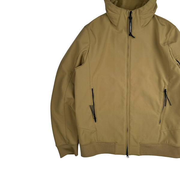 CP Company Beige Fleece Lined Soft Shell Lens Jacket - Large