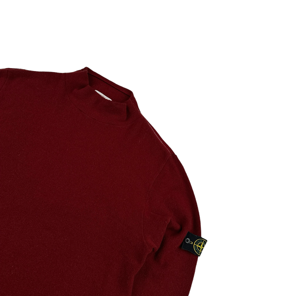 Stone Island 2002 Vintage Dark Red Ribbed Wool Pullover - XL
