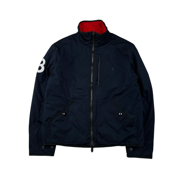 Ralph Lauren Red/Navy Quilted Reversible Collared Spellout Embroidered Jacket - Medium