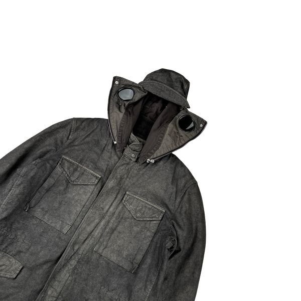 CP Company Vintage 2004 Lino Flax Diamond Quilted Explorer Goggle Jacket - Large