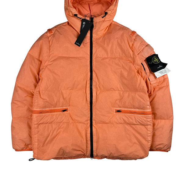 Stone Island 2022 Salmon Pink Crinkle R-NY Down Puffer Jacket - XL/XXL/3XL