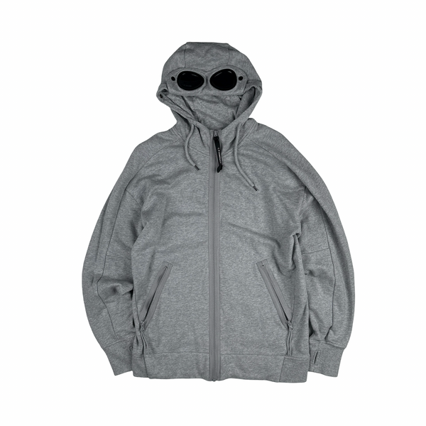CP Company Grey Cotton Goggle Hoodie - Medium
