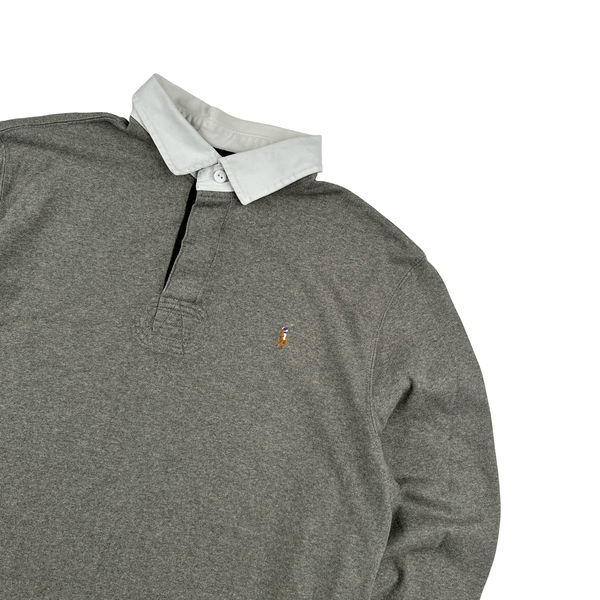 Ralph Lauren Grey Long Sleeve Rugby Polo Shirt - Large