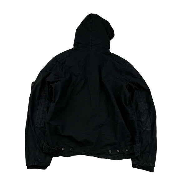 Stone Island 2005 Black Cotton Compact Hooded Jacket - Large
