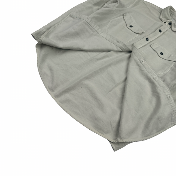 Stone Island Cream Thick Brushed Cotton Overshirt - Large