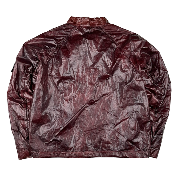 Stone Island 2001 Dark Red Micro Felt Transparent Laminated Web Jacket - Medium