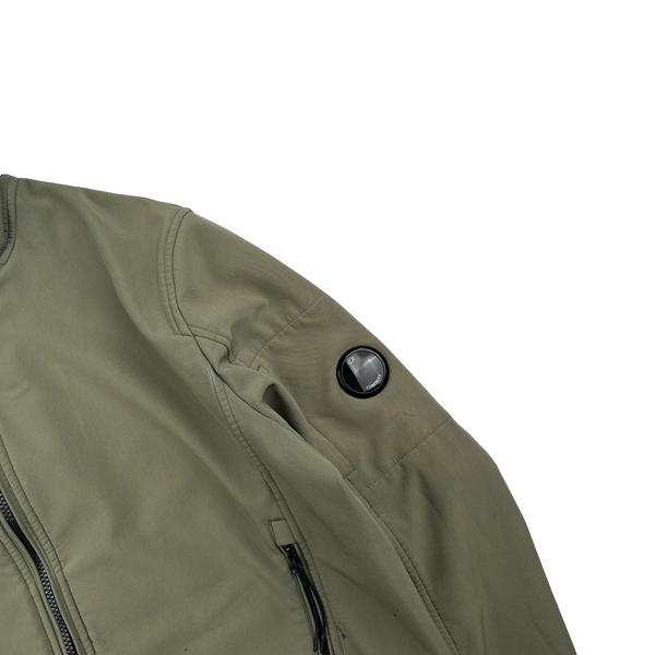 CP Company Khaki Green Fleece Lined Soft Shell Jacket - Large