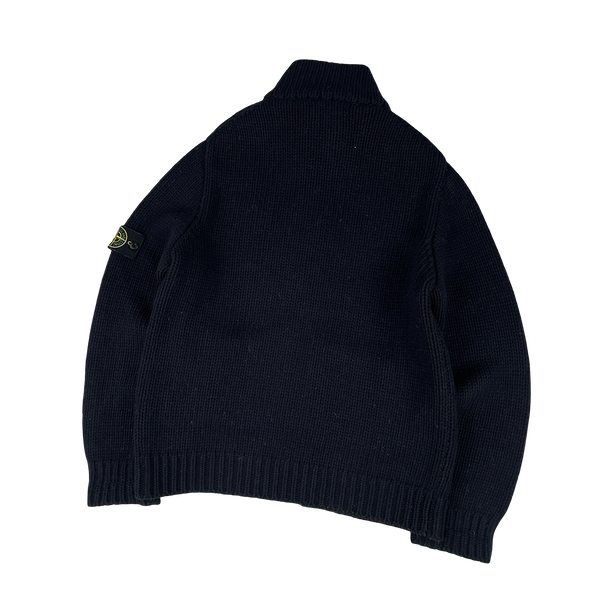Stone Island AW/2001 Heavyweight Wool Knit Zip Up Jumper - Medium