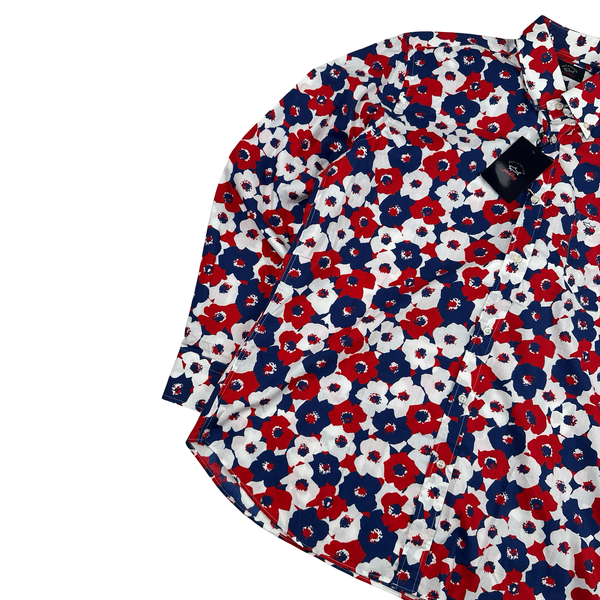 Paul & Shark Red/Blue Flower Pattern Longsleeve Shirt - XXL