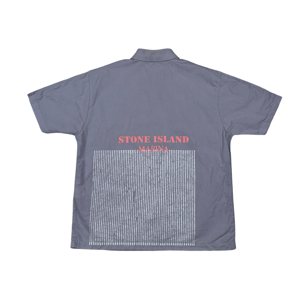 Stone Island 2016 50 Fili Folded Print Reflective Spellout Polo Shirt - Medium