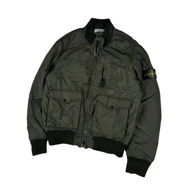 Stone Island 2012 Khaki 30th Anni Garment Dyed Nylon Tela Quilted Jacket - Large