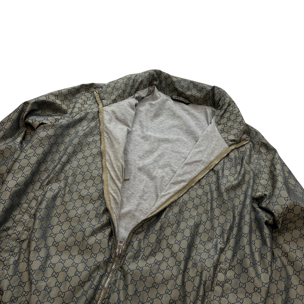 Gucci Monogram Zipped Silk Jersey Lined Jacket - Medium