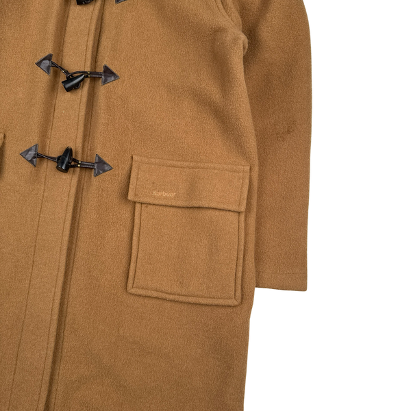 Barbour Tan Cashmere Blend Tartan Lined Duffle Coat - Large
