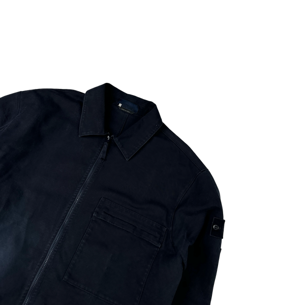 Stone Island 2023 Navy Cotton Ghost Zipped Overshirt - XXL