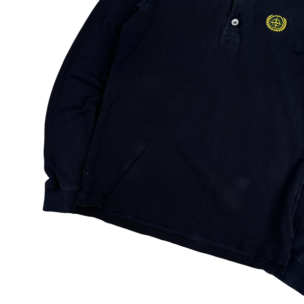 Stone Island 2012 Navy Cotton 30th Anniversary Long Sleeve Polo Shirt - Medium