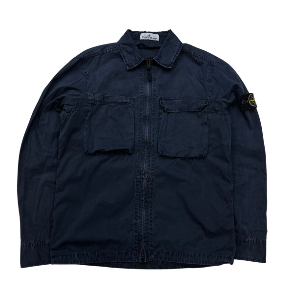 Stone Island 2018 Navy Cotton Zipped Overshirt - Medium