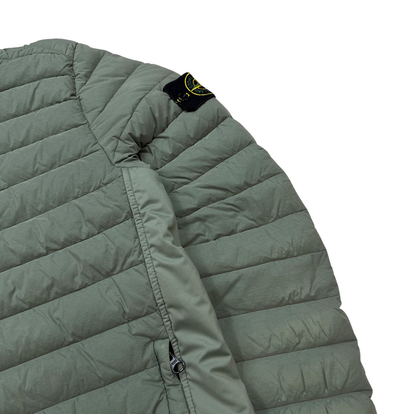 Stone Island Green Loom Down Woven Puffer Jacket - Medium