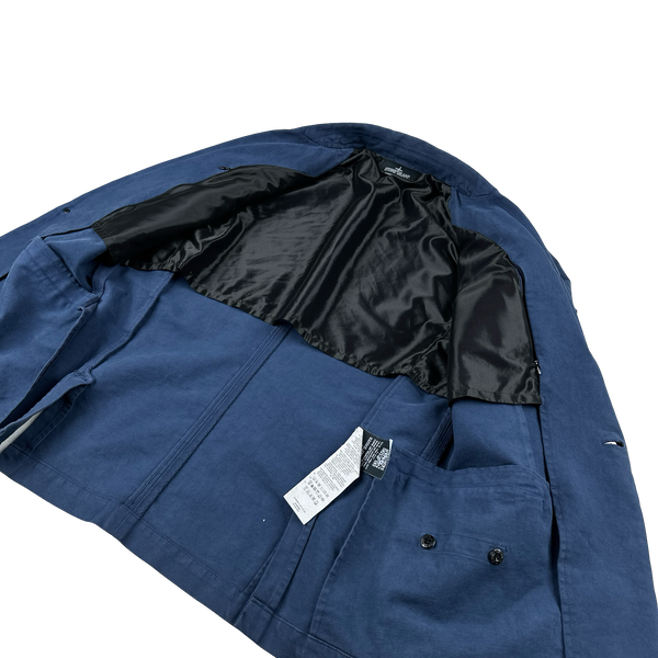 Stone Island 2014 Shadow Project Blue Mesh Lined Thick Cotton Blazer - Medium