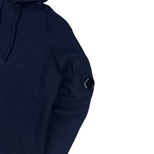 CP Company Navy Lens Viewer Wool Pullover Hoodie  - Small