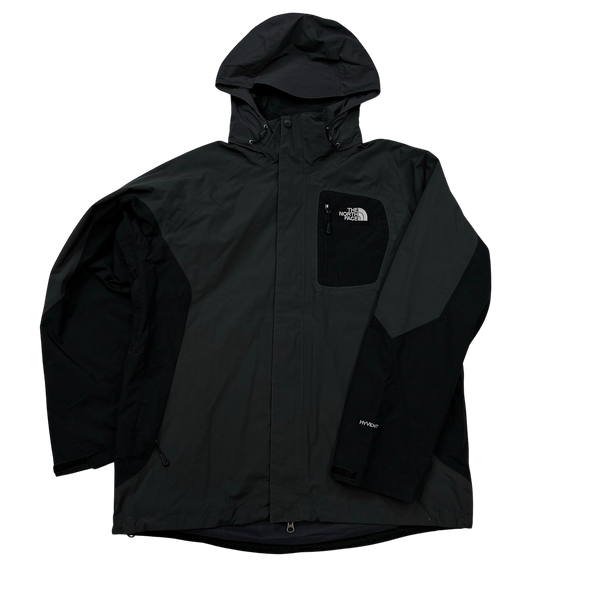 North Face Grey/Black Colour block HyVent Rain Jacket - Large