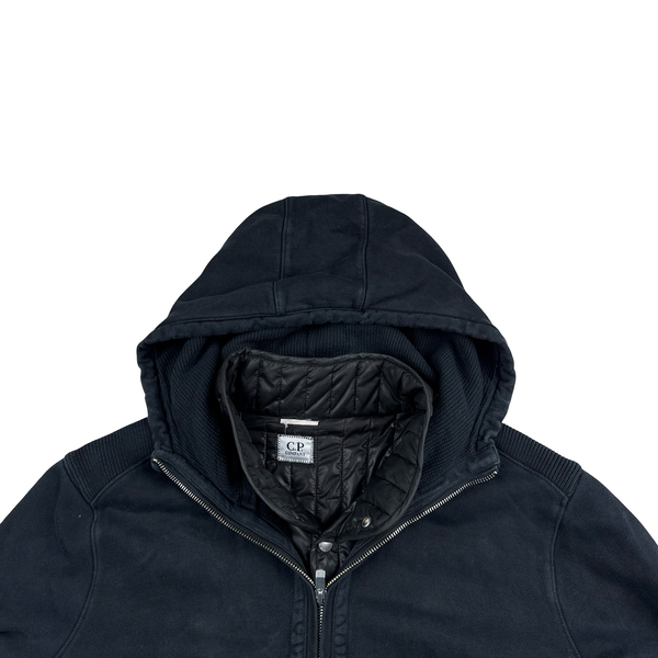 CP Company Navy Gilet Lining Cotton Zip Up Hoodie - Medium