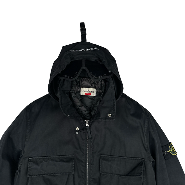 Stone Island Black Helicopter Raso Gommato Jacket - Small