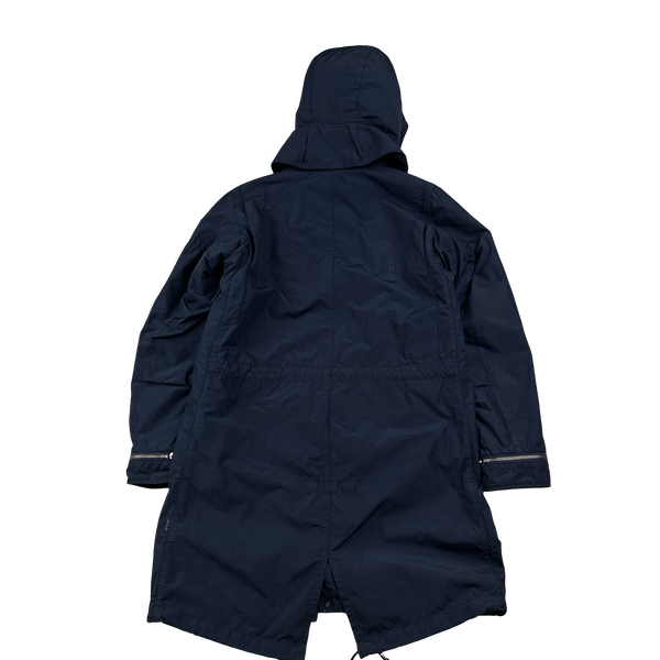 Stone Island 2013 Shadow Project Navy Quilted Fishtail Long Parka Jacket - Medium