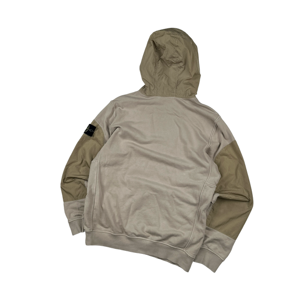 Stone Island 2023 Beige Cotton Nylon Panel Hood Jumper - Large