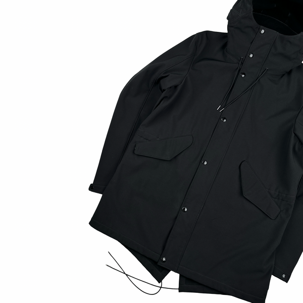 CP Company Black Fleece Lined Long Soft Shell Lens View Jacket - XL