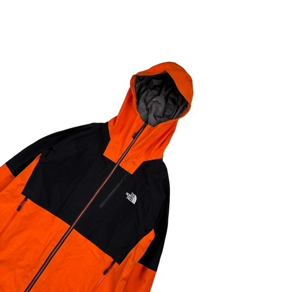 North Face Orange Gore Tex Colour Block Hooded Jacket - Small