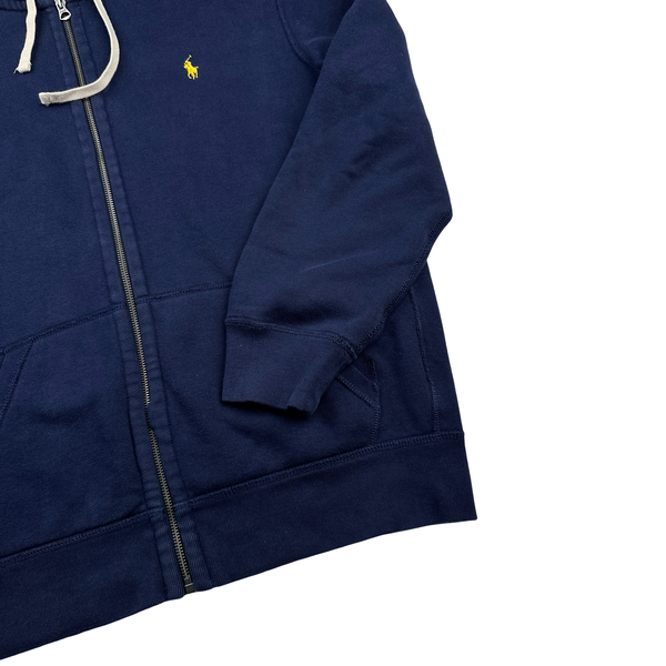 Ralph Lauren Navy Thick Cotton Zipped Hoodie - Large