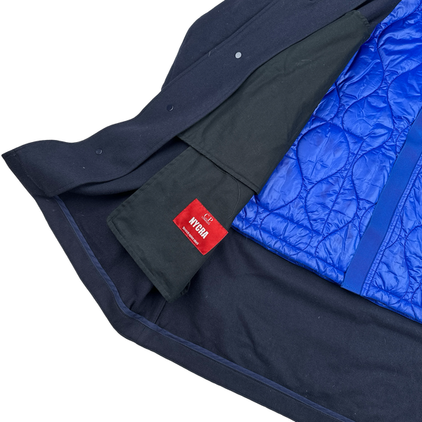 CP Company Navy Nycra Dual Layer Quilted Liner Parka Jacket - Large