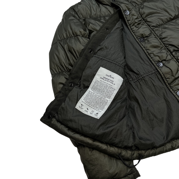 Stone Island Dark Khaki Garment Dyed Puffer Jacket  - Medium