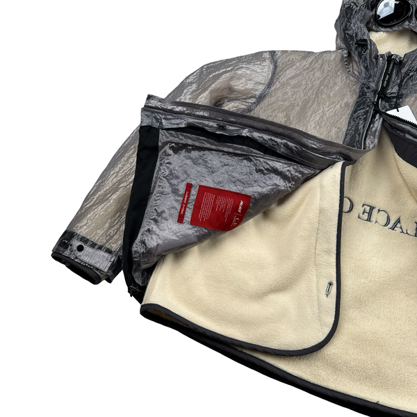 CP Company X Palace Silver Kan D Shearling Lined Spellout Embroidered Pocketed Jacket - Small
