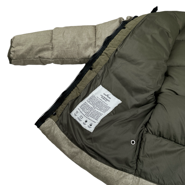 Stone Island 2018 Tan Lino Resinato Down-TC Puffer Jacket - Small