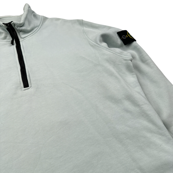 Stone Island 2022 Mint Cotton Quarter Zip Crewneck Sweatshirt - Medium