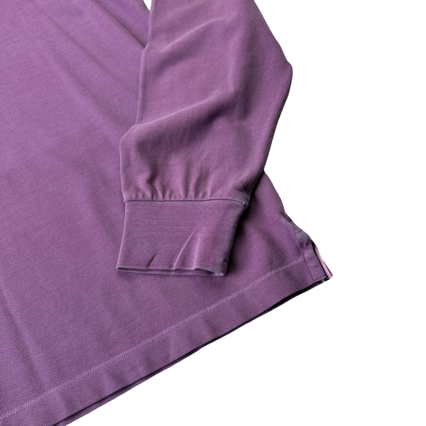 Stone Island Purple Cotton Longsleeve Polo - Large