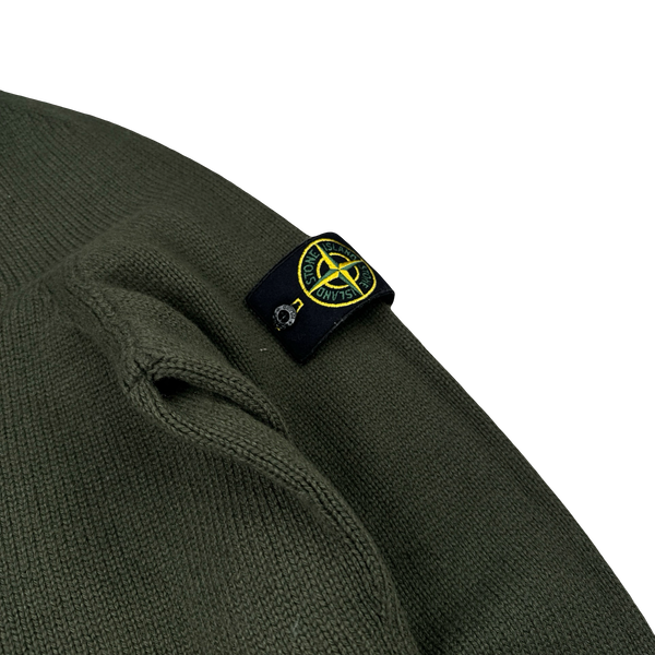Stone Island 2008 Khaki Wool High Neck Pullover Jumper - 3XL