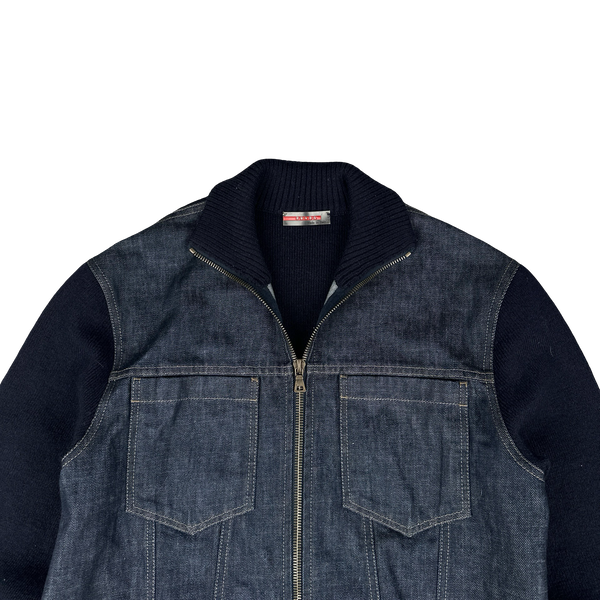Prada Red Tab Denim Collared Jacket - XL
