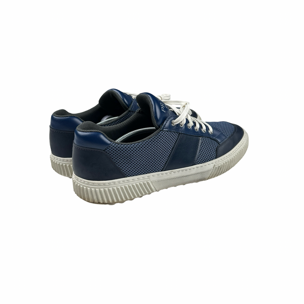 Prada Navy White Mesh Toe Trainers - UK 9