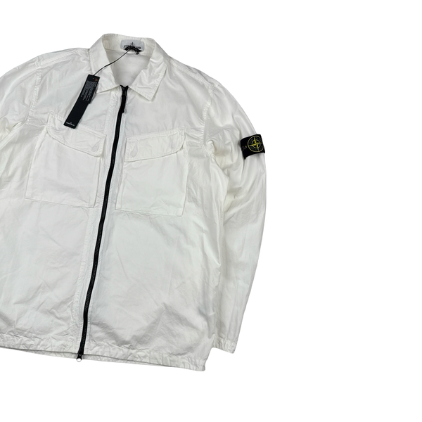 Stone Island 2022 White Brushed Cotton Zipped Overshirt - XL