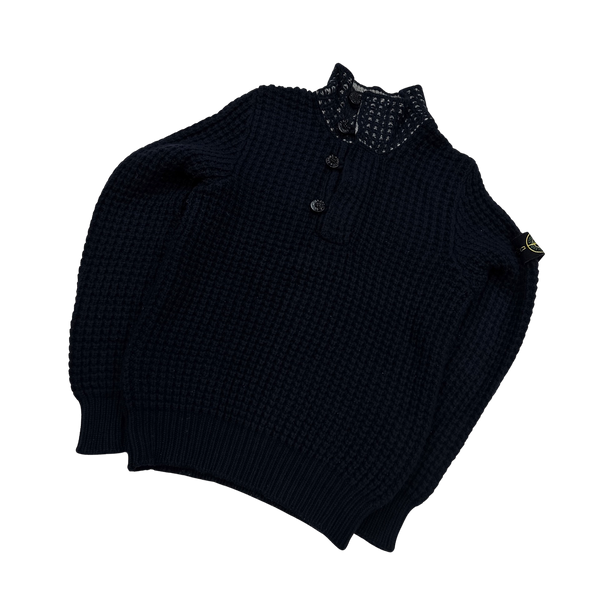 Stone Island 2011 Navy Heavyweight Wool Pullover Knit - Large