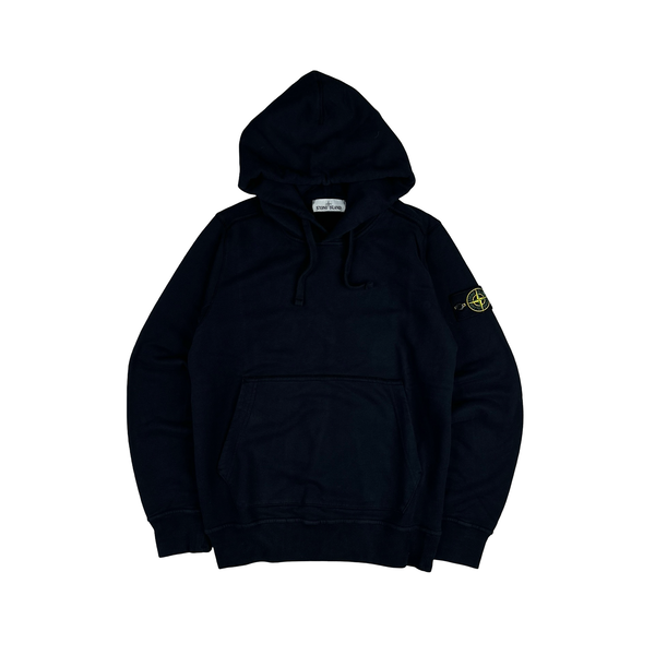 Stone Island Navy Cotton Pullover Hoodie - Small