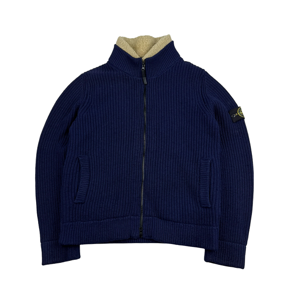 Stone Island 2014 Navy Wool Dutch Rope Lined President Knit Knit - XL