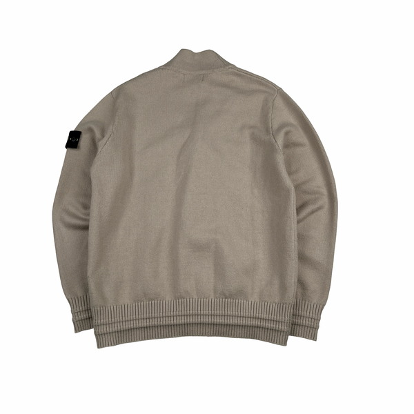 Stone Island 2024 Beige Wool Knit Buttoned Jumper - Medium