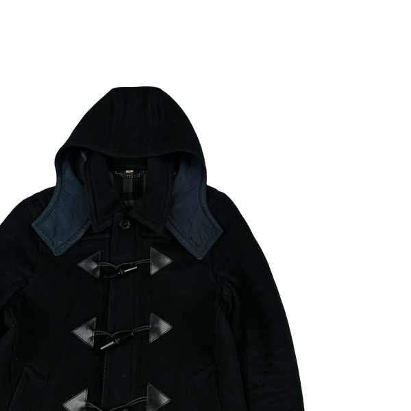 Burberry Navy Wool Duffle Hooded Jacket - Small
