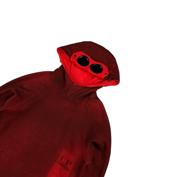 CP Company Red P.Ri.S.M Garment Dyed Goggle Hoodie - Small