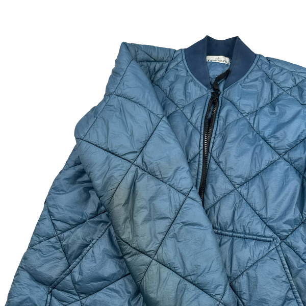 Stone Island 2018 Petrol Blue Garment Dyed Quilted Micro Yarn Jacket - Medium