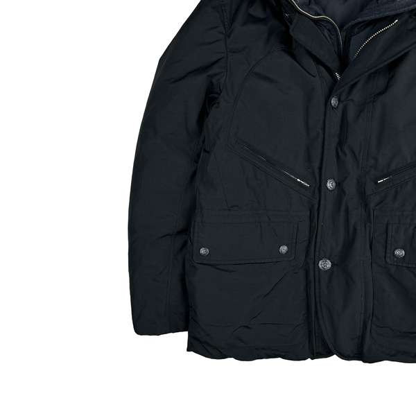CP Company Down Filled Quilted Lined Black Goggle Puffer Jacket - Large