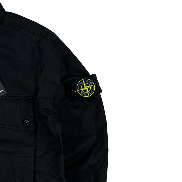 Stone Island 2023 Black Buttoned Cotton Overshirt - Small